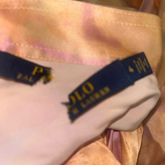 NEW Polo Ralph Lauren Rily 100% Silk Tie Collar Maxi Dress Peach Dye - Picture 7 of 8